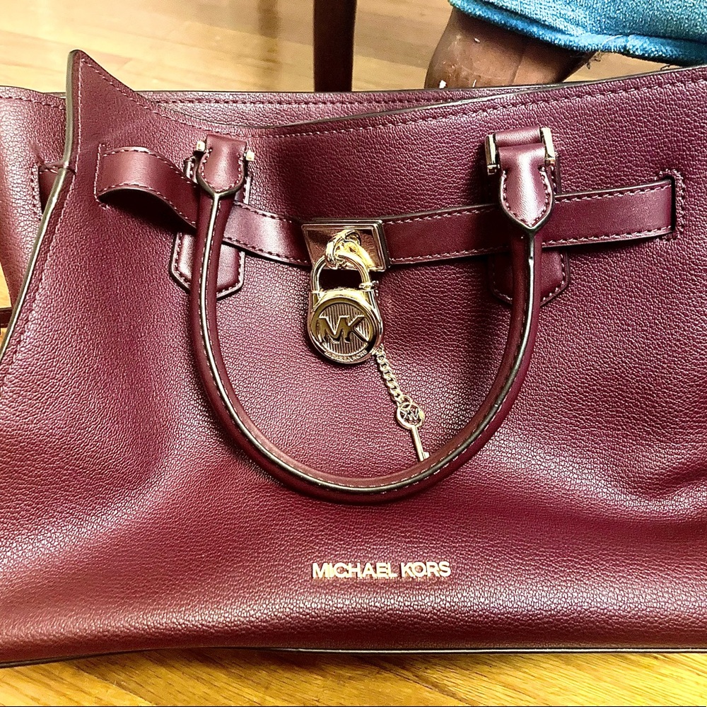 MICHAEL KORS Small Hamilton Pebbled Leather Satchel Crossbody Bag